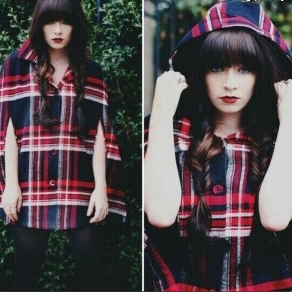 Cooperative PLAID Cape by Urban Outfitters SIZE XS - Picture 2 of 11